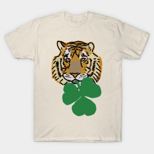 Tiger Biting Shamrock for St Patricks Day T-Shirt